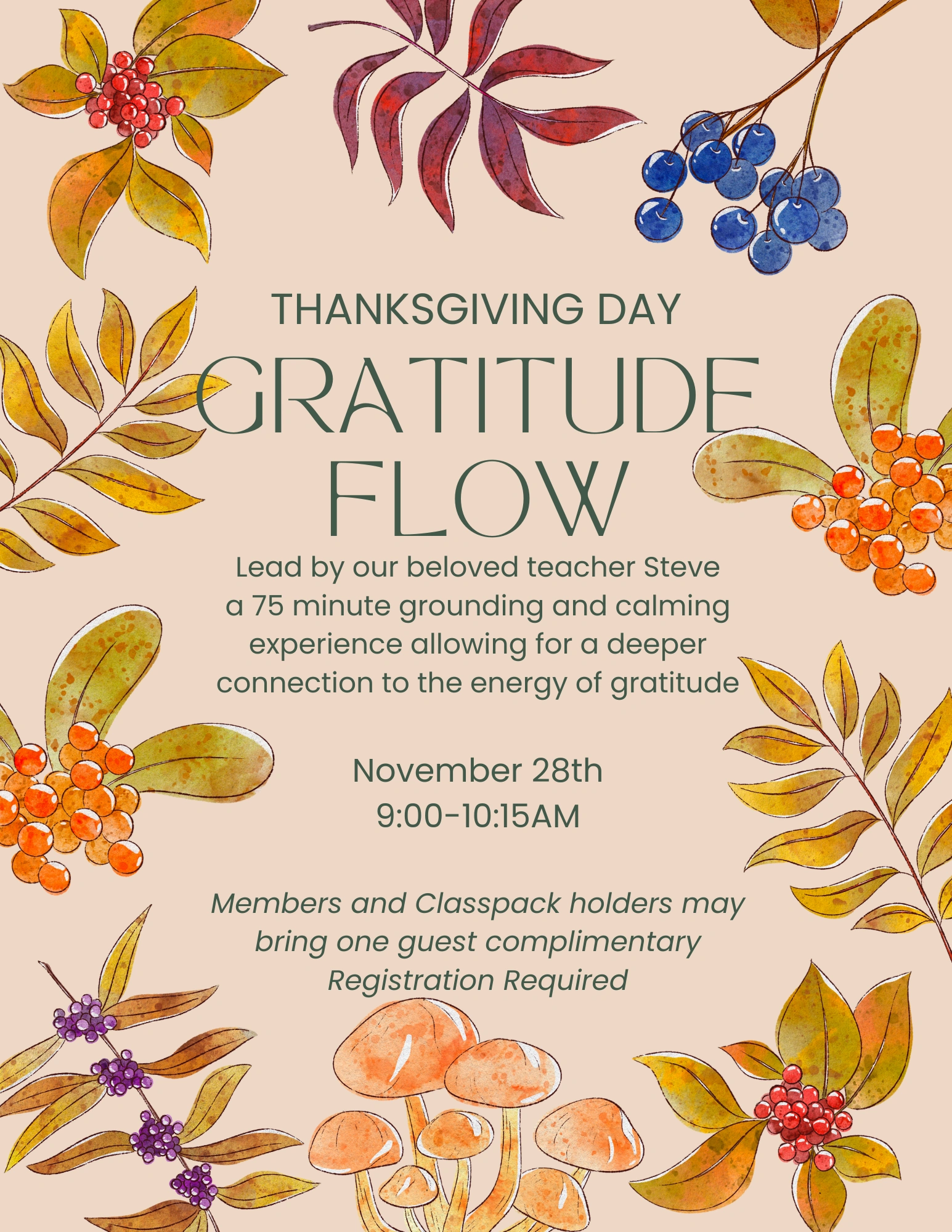 Thanksgiving Day Gratitude Flow Flyer